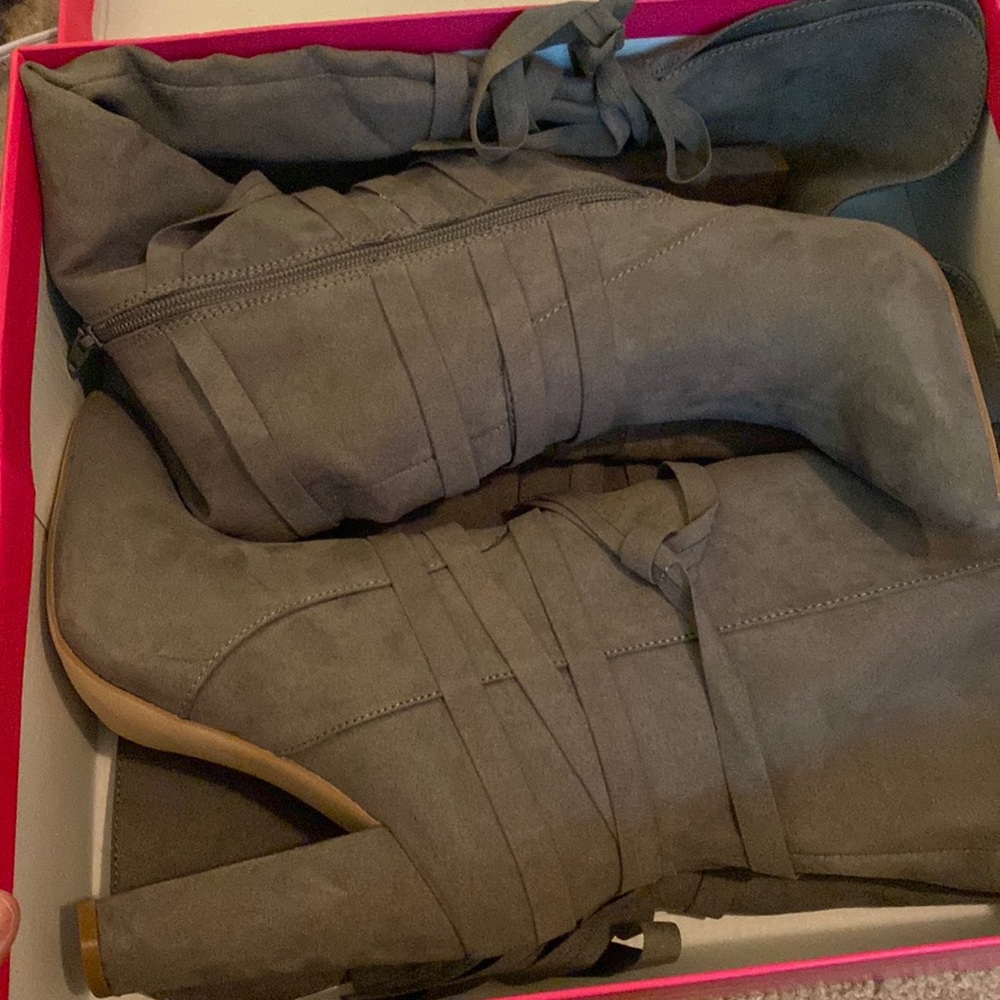 Gray Heel Boots